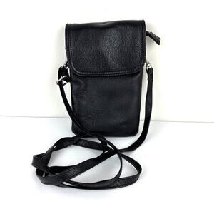 befen Phone Bag crossbody black pebbled leather